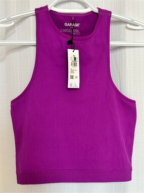 NWT Garage Purple Ribbed Cropped Tank Top
